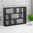 MyGift 9 Compartment Vintage Solid Wood Shadow Box, Wall Mountable Curio Display Case, Freestanding or Floating Shelf for Collectible Figurines, Succulents (Matte Black)