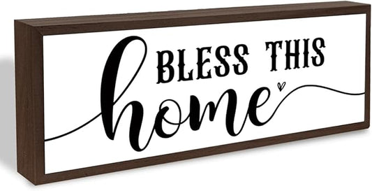 Bless This Home Sign, Positive Home Decor, Religious Artwork for Tabletop Decor, Farmhouse Wall Decoration, Living Room Desktop Decors, Housewarming Gift for House Owner