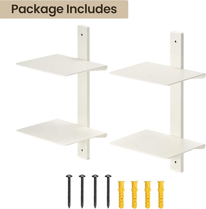 Floating Book Shelves for Wall, 4 Tier Invisible Floating Bookshelf, Vertical Spine Book Tower, Wall Mounted & Space Saving, Heavy Duty Metal Book Organizer for Home Office, 2 Pack White