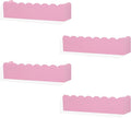 Wood Floating Shelves for Wall,Nursery Bookshelf,Kids Book Shelf,Baby Toys Storage Decor Organizer Wall Mounted for Living Room Bedroom,Wavy Edge,Preassembled,4 Pack,Scalloped Pine(Pink)