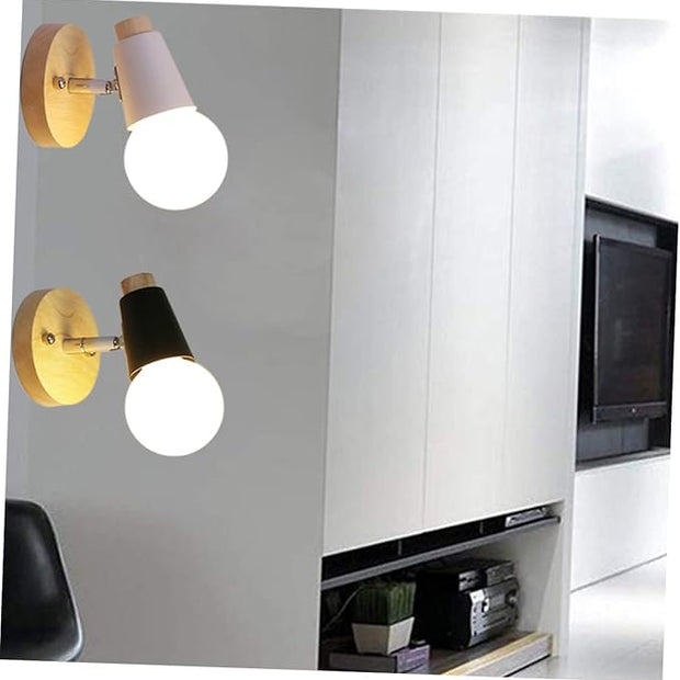 Minimalist Solid Wood Wall Lamp Black Socket Modern Loft Lighting Decor for Bedroom Living Room Dining Study Bathroom Space Saving Mounted Decorative Sconce