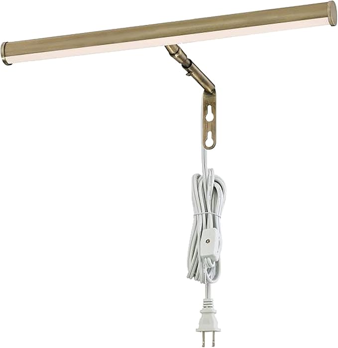 Ciata 14-Inch Picture Light with Integrated LED,3000K Warm White, 4 Watt (40W Eqv) Metal Wall Mount Artwork Display Light, CRI 90, 96 in Cord Length with in-line On/Off Switch in Antique Brass Finish