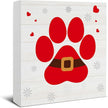 Farmhouse Christmas Decor, Christmas Decorations Indoor, Red Dog Paws Wooden Sign Rustic Home Shelf Desk Decor 5 x 5 Inches