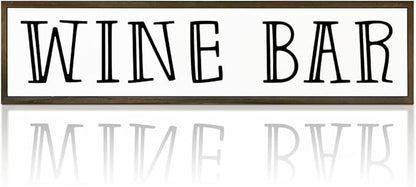Wine Bar Sign, Rustic Wooden Hanging Signs, Farmhouse Home Decoration for Kitchen Bar, Wall Decor Art, Wine Club Decor, Decorative Wooden Signs and Plaques, 17.8x4x1.2 inches