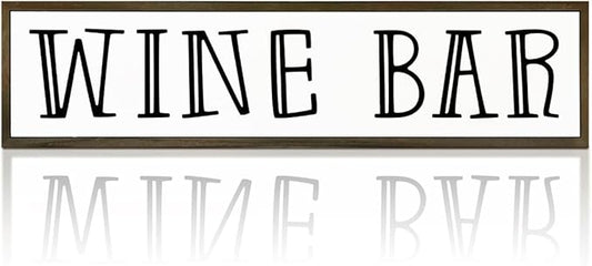 Wine Bar Sign, Rustic Wooden Hanging Signs, Farmhouse Home Decoration for Kitchen Bar, Wall Decor Art, Wine Club Decor, Decorative Wooden Signs and Plaques, 17.8x4x1.2 inches