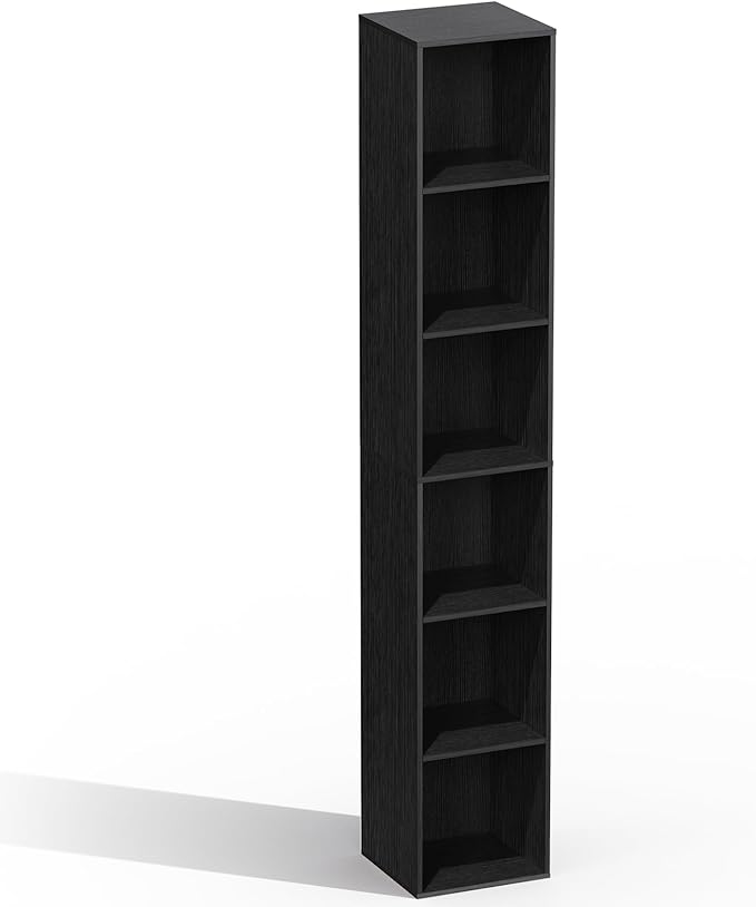 6 Cube Storage Organizer, 6 Tier Cube Low Bookcase Freestanding Storage Display Organizer, Six-Cubes Open Shelf Bookshelf for Home Office (Black, 6-Cube)