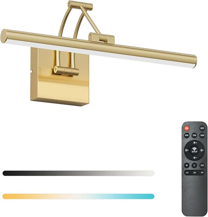 Tipace Hardwired Gold Picture Lights for Paintings - 15.7 inch 3CCT Dimmable Modern Gallery Light with Remote Control Led Wall Art Lighting Display Artwork