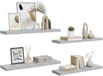 Concrete Grey Honeycomb MDF Floating Wall Shelf Set of 4 with Metal Brackets for Living Room Office Storage and Display