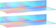Rainbow Iridescent Acrylic Shelves Floating Wall Ledge Bookshelf Wall Mounted Shelf Display Organizer for Kids Room Bathroom Bedroom Living Room Nursery Office Kitchen (2 Pieces)