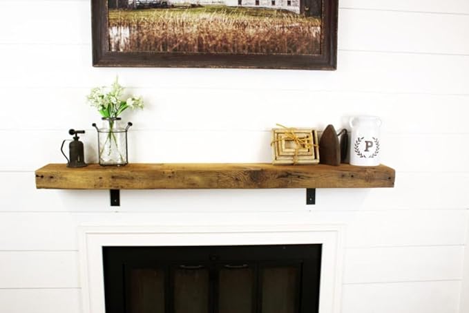 Modern Timber Craft Reclaimed Wood Floating Wall Shelf | Solid Rustic American Barnwood, Floating Shelf Brackets | 2.75