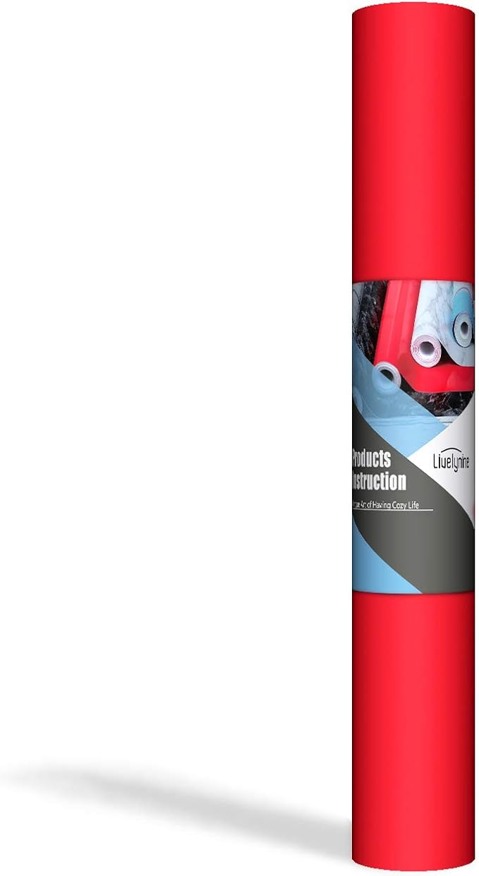 Livelynine 15.8x197 Peel and Stick Wallpaper Red Vintage Removable Wallpaper for Renters Kitchen Contact Paper for Crafts Decorative Christmas Wrapping Vinyl Roll Adhesive Shelf Liner for Cabinet