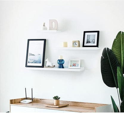 36 Inch Floating Shelves Wall Mounted, Solid Wood Wall Shelves for Decor and Storage, Picture Ledge Shelf for Bedroom/Bathroom/Living Room/Kitchen/Laundry Room, White Color, 36*4*1.5, 1 Pack
