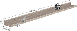 HOOBRO Floating Shelves, Wall Shelf Set of 3, 47.2 Inches Hanging Shelf with Raised Edge and Invisible Brackets, for Bathroom, Bedroom, Kitchen, Office, Living Room Decor, Greige BG92BJ01