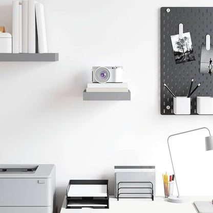 Grey Honeycomb Floating Wall Shelf with Invisible Mounting System, 9.1 x 9.3 x 1.5 Inches, Modern Storage for Books and Decor, Sturdy MDF and Metal Construction, Space-Saving