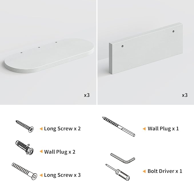 Wooden Floating Shelves for Wall, Floating Shelf for Bedroom Kitchen Decor, Wall Mounted Rustic Farmhouse Wood Shelf for Books, Plants, Set of 3(White, S (Round))