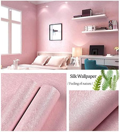 MelunMer Pink Peel and Stick Wallpaper 118In L 15.7In W Self Adhesive Removable Wallpaper for Bathroom/Bedroom Modern Contact Paper Silk Textured Pink Contact Paper for Cabinets Shelf Waterproof