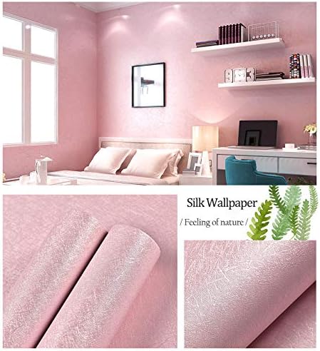 MelunMer Pink Peel and Stick Wallpaper 118In L 15.7In W Self Adhesive Removable Wallpaper for Bathroom/Bedroom Modern Contact Paper Silk Textured Pink Contact Paper for Cabinets Shelf Waterproof