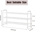 LINZINAR Shoe Rack Long 3 Tier Shoe Storage Organizer Metal Wide Shoe Shelf for Closet Entryway Bedroom 24 Paris Large Capacity, Black (White, 3-Tier)