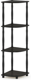 Furinno Turn-N-Tube 4-Tier Corner Display Rack Multipurpose Shelving Unit with Classic Tubes, Espresso/Black, 18114EX/BK, Espresso/Black Classic Tube