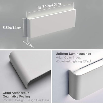 Aipsun 15.75in Matte White Modern Vanity Light Up and Down LED Vanity Light for Bathroom Wall Lighting Fixtures (White Light 5000K)