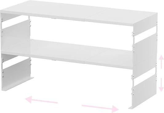 Adjustable Metal Bedside Shelf – Stackable Shelf for Bedroom, Living Room, Office, Space-Saving Storage Organizer, Easy Assembly，Sleek Matches Any Decor（2PACKS/White