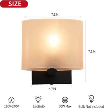 Hardwired Wall Sconces Set of 2, Modern Acrylic Shade Wall Light Fixture, Black Walls Mounted Lamp with Ceramic Lamp Holder, Classic E26 Bulb Walls Lighting for Bedroom, Hallway 【No Bulb Included】