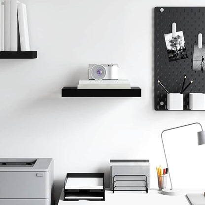 Black Honeycomb MDF Floating Wall Shelf 15.7 Inch, Metal Wall Mounted Shelf for Display with Sturdy Build and Sleek Black Finish, Space-Saving Design for Home Office Decor