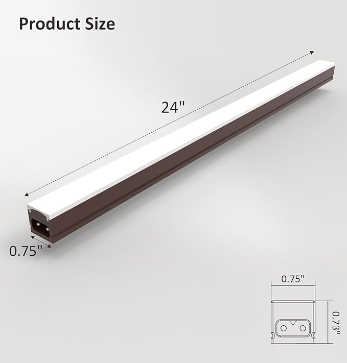 Under Cabinet Lighting Plug in, 24 Inch 1 Pc, Linkable AC120V 3CCT 3000K/4000K/5000K Ultra Slim, LED Under Cabinet Lights for Counter Light, Kitchen, Shelf, Sink, Workshop, Desk, Bronze