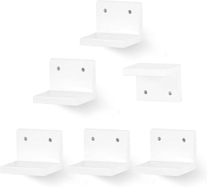 Small Floating Shelf for Wall Set of 6,Mini Shelves for Display Small Figurine,Plant,Collectibles,Wall Shelves for Bedroom Living Room Bathroom Kitchen Decor（White）