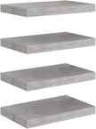 Wall Shelf Set of 4 Concrete Gray Honeycomb MDF Metal Small Floating Shelves for Living Room Office Modern Display Storage