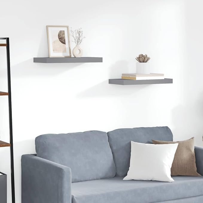 Grey Honeycomb MDF Floating Wall Shelf with Metal Frame, 19.7 x 9.1 x 1.5 Inches, Modern Space-Saving Display Shelf for Home Decor and Organization
