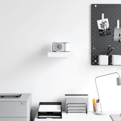 White Honeycomb Floating Wall Shelf, 9.1x9.3x1.5 Inches, Modern MDF and Metal Shelf with Matte Finish, 4-Piece Set for Displaying Books and Decor, Easy Installation, Space