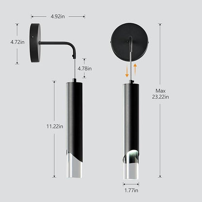 Black Wall Sconces Set of Two Modern LED Wall Lights Acrylic Wall Lighting Bathroom Vanity Light Fixture Indoor Wall Fixture for Bedroom Bedside Corridor Hallway Living Room