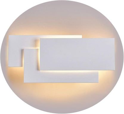 Ralbay 24W Modern LED Wall Sconces Indoor Matte White Wall Light for Bedroom Up and Down Wall Mount Light, Warm White 3000K