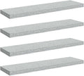 Concrete Grey Honeycomb MDF Floating Wall Shelf Set of 4 with Metal Frame for Living Room Office Storage Display