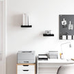 High Gloss Black Floating Wall Shelf Set of 2, Honeycomb MDF and Metal Construction for Modern Decor, Invisible Mounting System, Sturdy Display Shelves for Home or Office