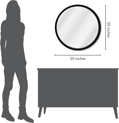 Americanflat 20" Round Mirror - Hanging Mirrors with Durable Frame - Modern Mirror for Bathroom, Bedroom, Living Room - Mirrors for Wall Display and Home Decor - Black