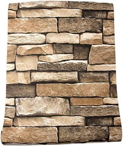 Rock Peel and Stick Wallpaper - Self-Adhesive & Removable Wallpaper Stone Decorations Contact Paper 17.7