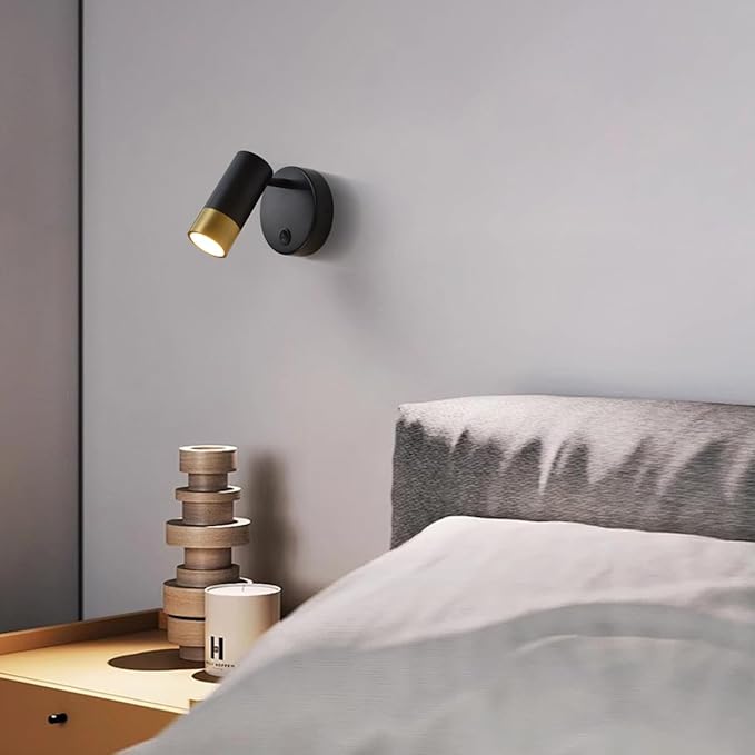 Wall Sconce with Switch,Black and Gold Bedroom Lights for Wall Hardwired,Modern Sconces Wall Light with Rotatable Lampshade,Industrial Wall Lamps for Living Room,Corner,Hallway,Nightstand,Wall Decor