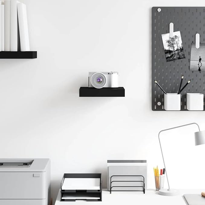 Black Honeycomb MDF Metal Wall Mounted Shelf, 9.1x9.3 Inch Modern Floating Shelf for Display and Storage, Matte Finish Space Optimization with Sturdy Support for Home Decor