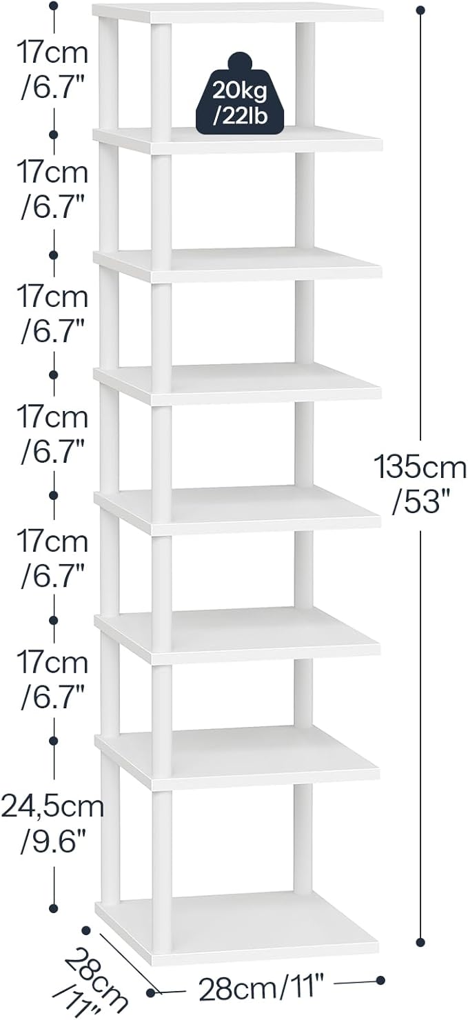 HOOBRO Vertical Shoe Rack, 8-Tier Narrow Shoe Shelf, Shoe Storage Organizer for Small Space, 11
