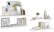 Set of 4 High Gloss White Honeycomb MDF Floating Wall Shelves with Metal Brackets for Modern Storage and Display