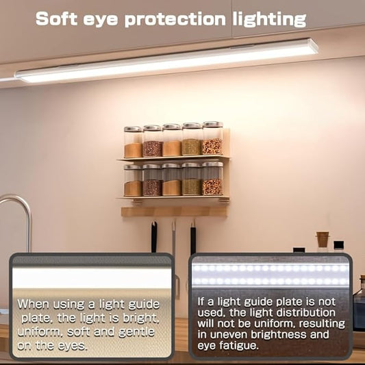 15.8in Under Cabinet Lights, 84 LED/12W Super Bright, Dimmable with Memory Function, 3‑Color Temperature, Ultra‑Slim Magnetic Under Counter Lighting for Kitchen, Cabinet & Shelf (1)