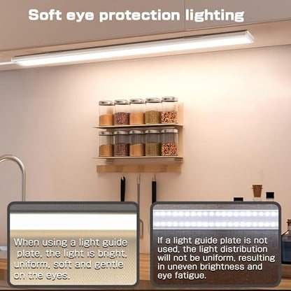 15.8in Under Cabinet Lights, 84 LED/12W Super Bright, Dimmable with Memory Function, 3‑Color Temperature, Ultra‑Slim Magnetic Under Counter Lighting for Kitchen, Cabinet & Shelf (2)