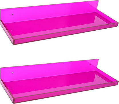 Floating Shelves for Wall Acrylic Wall Shelves for Bedroom Bathroom Living Room Kitchen 16.5X5.5'', Pack of 2, Purple