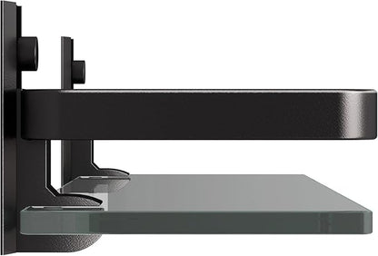 Danpoo Clear Tempered Glass Wall Shelf, Wall-Mounted Organizer for Bathroom, Kitchen(Matte Black)