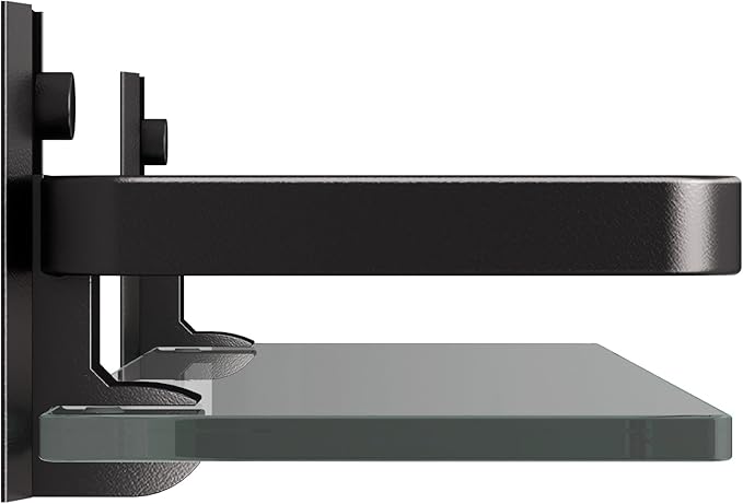 Danpoo Clear Tempered Glass Wall Shelf, Wall-Mounted Organizer for Bathroom, Kitchen(Matte Black)