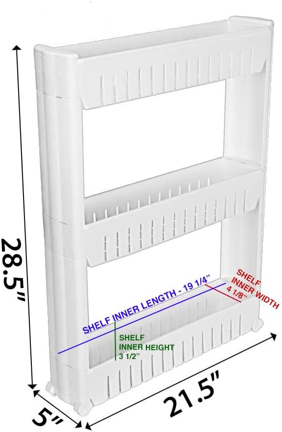 Modern Home Narrow Sliding Storage Organizer Rack - Laundry/Bathroom/Kitchen Portable Storage Shelves