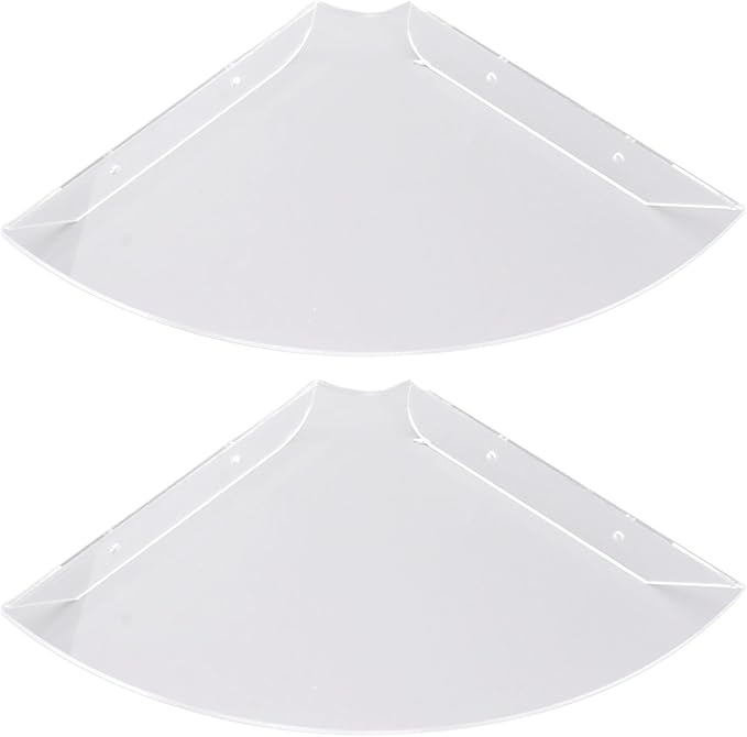 Acrylic Wall Mount Floating Corner Shelves 2pcs Quarter Round Shower Shelf, Sturdy Wall Storage Display Organizer for Bathroom Kitchen Bedroom Living Room 1.2 x 8.3 x 8.3in (Transparent)