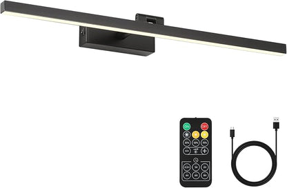 Joosenhouse Battery Operated Picture Light, Wireless Gallery Light with Remote Control and Timer Off, 10000mAh Rechargeable Painting Art Light, 23.23 Inch Dimmable Black Wall Sconce